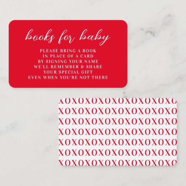 Valentine Baby Shower Books For Baby Enclosure Card (Front/Back)