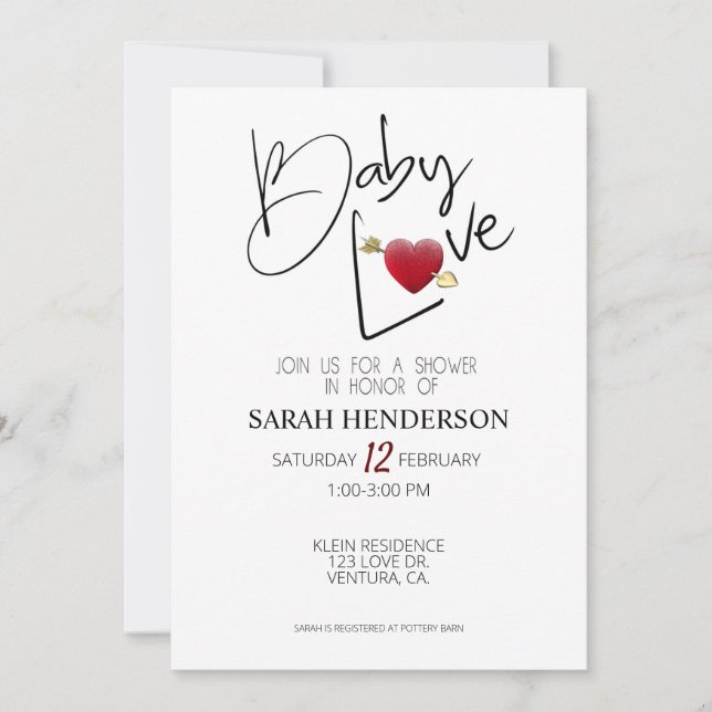 Valentine Baby Shower|hearts|Sweetheart Invitation (Front)