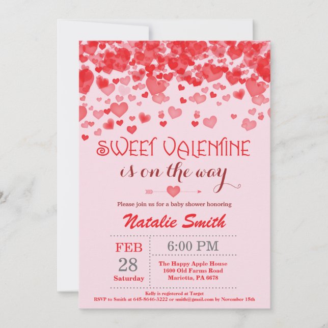 Valentine Baby Shower Invitation Little Sweetheart (Front)