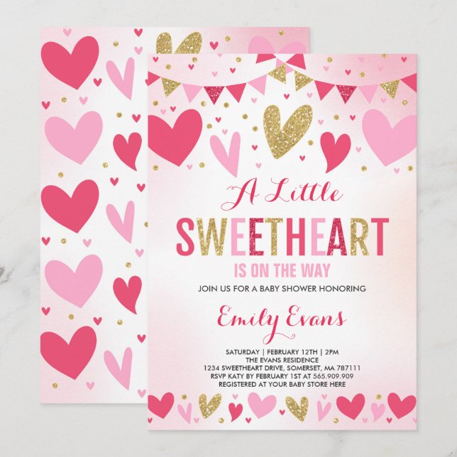 Valentine Baby Shower Invitation Sweetheart Baby (Front/Back)