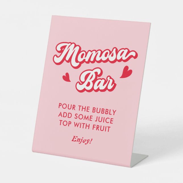 Valentine Baby Shower Momosa Bar Pedestal Sign (Front)