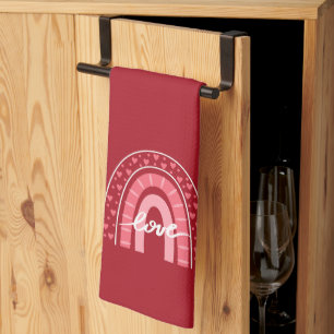 Valentine Background With Hearts Love   Tea Towel