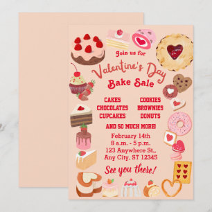 Valentine Bake Sale Flyer, Valentine School Bake  Invitation