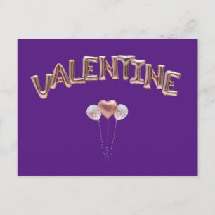 Valentine Balloon Lettering with Heart Balloon Postcard