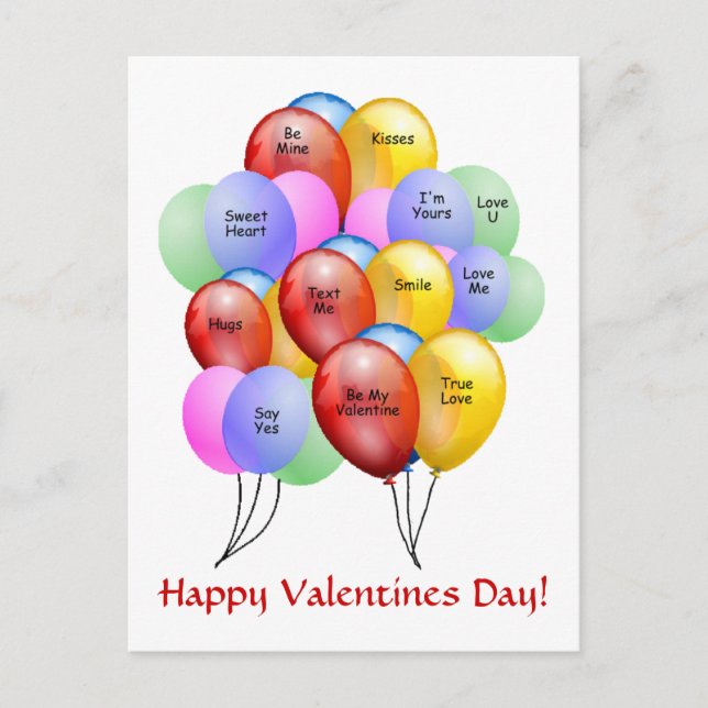 Valentine Balloons Postcard (Front)