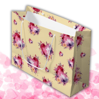 Valentine Banana Mania Splash of Hearts Pattern Large Gift Bag