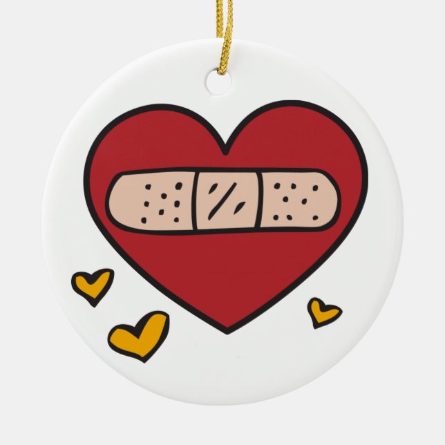 Valentine Band Aid Ceramic Ornament (Front)