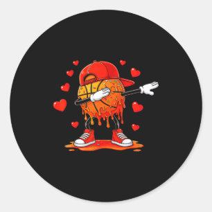 Valentine basketball drip for boys cute heart classic round sticker
