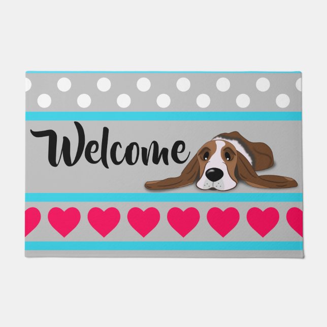 Valentine Basset Hound Doormat (Front)