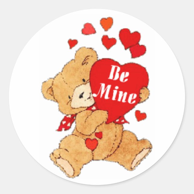 Valentine Be Mine Bear Sticker (Front)