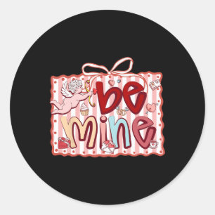 Valentine Be Mine Lace Coquette Bow Classic Round Sticker