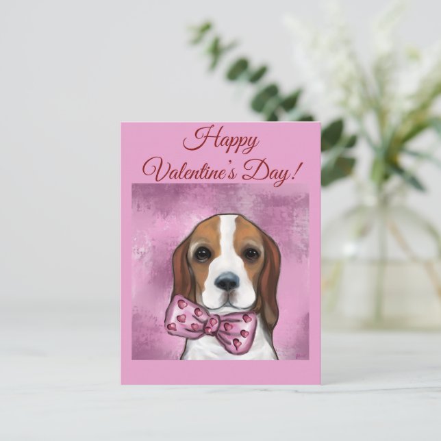 VALENTINE BEAGLE POSTCARD (Standing Front)