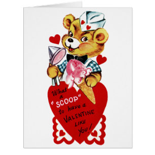 Valentine Bear and Ice Cream Big Greeting Card