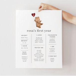 Valentine Bear Balloon Milestone Poster