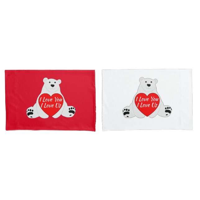 Valentine Bear Holding A Heart Pillowcase (Front-Set)
