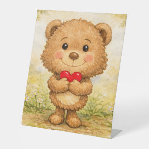 Valentine Bear Pedestal Sign