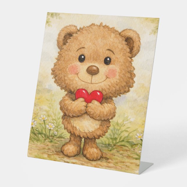 Valentine Bear Pedestal Sign (Front)