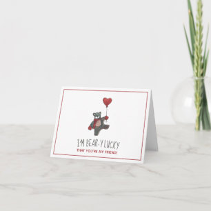  Valentine Bear-y Lucky Bear with Balloon Holiday  Card