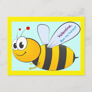 Valentine Bee Postcard for Children, Grandchildren