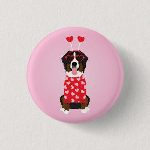 Valentine Bernese Mountain Dog 3 Cm Round Badge