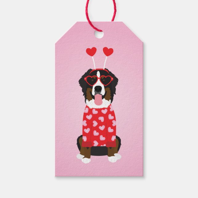 Valentine Bernese Mountain Dog Gift Tags (Front)