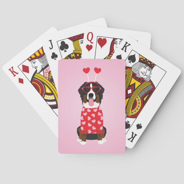 Valentine Bernese Mountain Dog Playing Cards (Back)