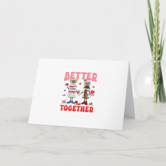 Valentine Better Together Nurse Pink Bow Modern De Card (Front)