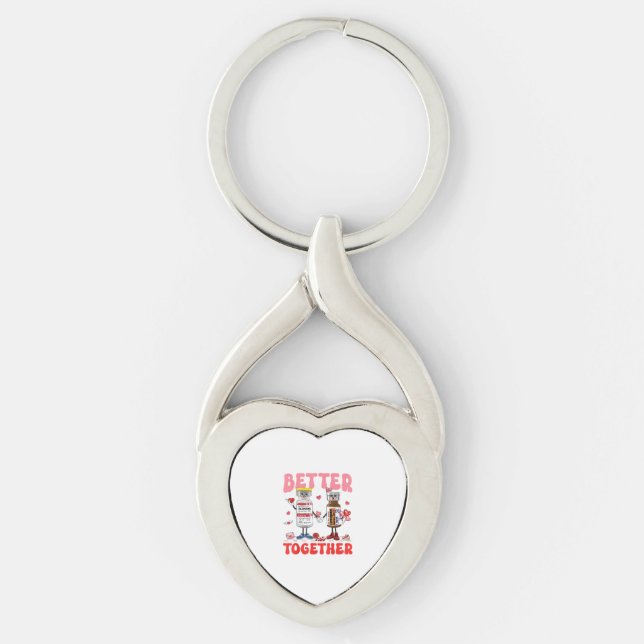 Valentine Better Together Nurse Pink Bow Modern De Key Ring (Front)