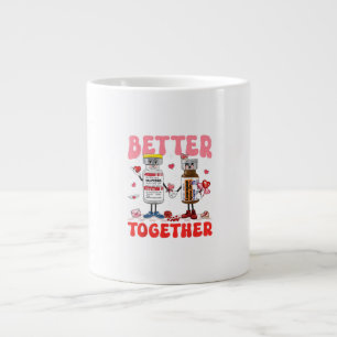 Valentine Better Together Nurse Pink Bow Modern De Large Coffee Mug