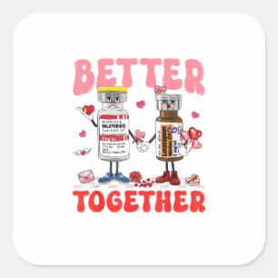 Valentine Better Together Nurse Pink Bow Modern De Square Sticker