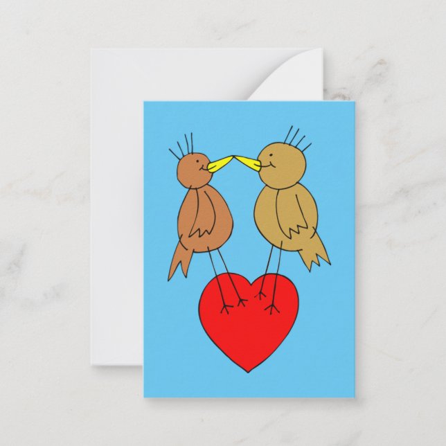 Valentine Birds on a Heart Mini Kids Cards (Front)