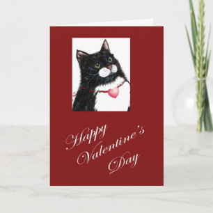 Valentine Birthday cat Holiday Card