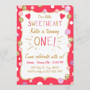 Valentine Birthday Invitation Little Sweetheart