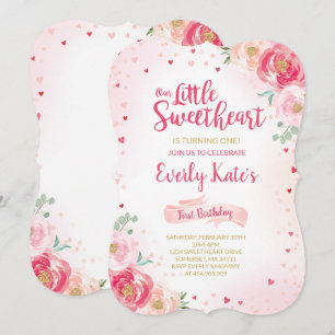 Valentine Birthday Invitation Sweetheart Pink Gold