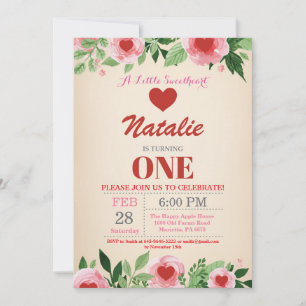 Valentine Birthday Our Little Sweetheart Invitation