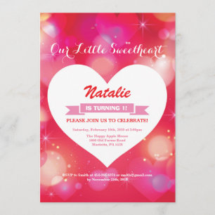 Valentine Birthday Our Little Sweetheart Invitation