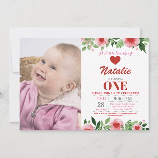 Valentine Birthday Our Little Sweetheart Invitation (Front)