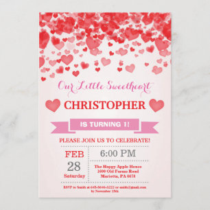 Valentine Birthday Our Little Sweetheart Invitation