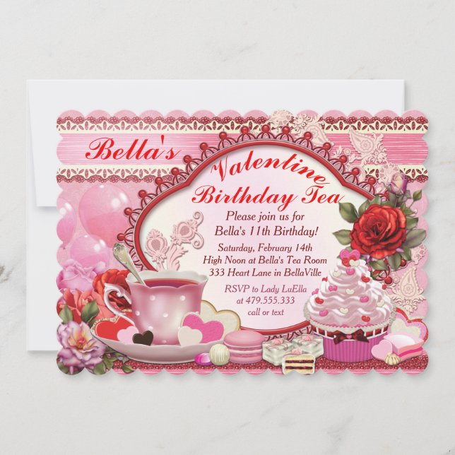Valentine Birthday Tea Party Invitation (Front)