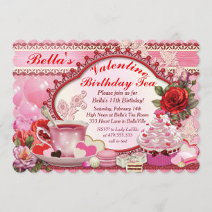 Valentine Birthday Tea Party Invitation