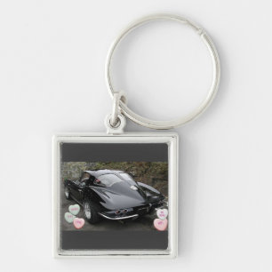 Valentine Black Corvette Key Ring