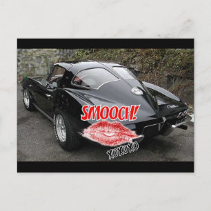 Valentine Black Split Window Corvette Classic Holiday Postcard