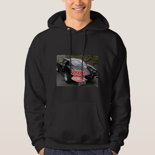 Valentine Black Split Window Corvette Classic Hoodie (Front)
