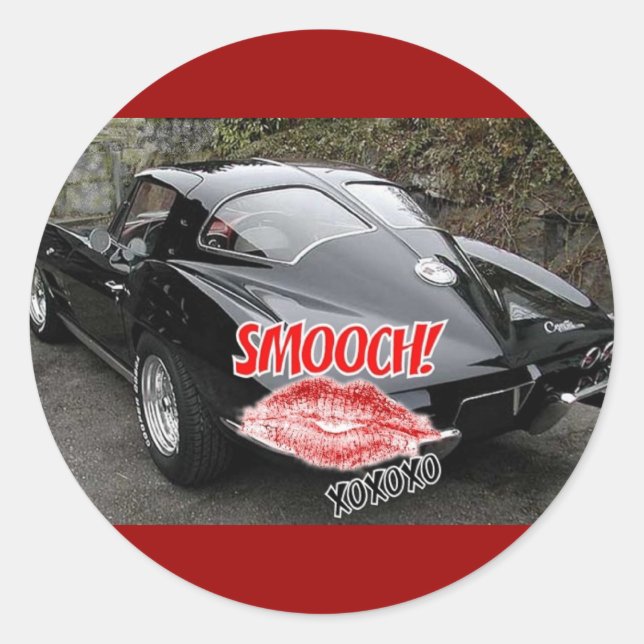 Valentine Black Split Window Corvette Classic Round Sticker (Front)