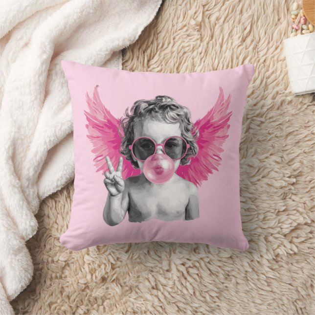 Valentine Blowing Bubble Cupid Valentines Day  Cushion (Blanket)