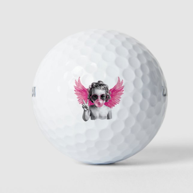 Valentine Blowing Bubble Cupid Valentines Day  Golf Balls (Front)