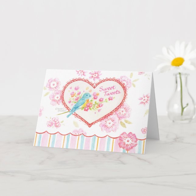 Valentine Blue Bird Sweet Tweets Bright Wishes Card (Small Plant)