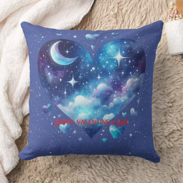 Valentine Blue Heart Stars Constellations Cushion (Blanket)
