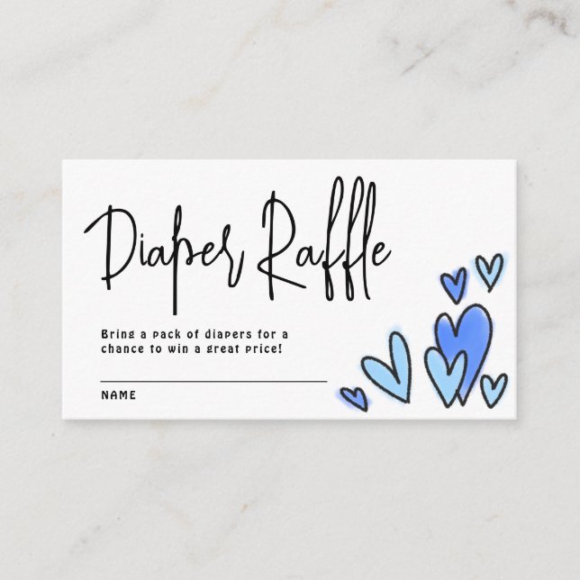 Valentine Blue Hearts Diaper Raffle Baby Shower Enclosure Card (Front)