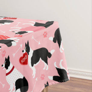 Valentine Border Collie Pattern Tablecloth